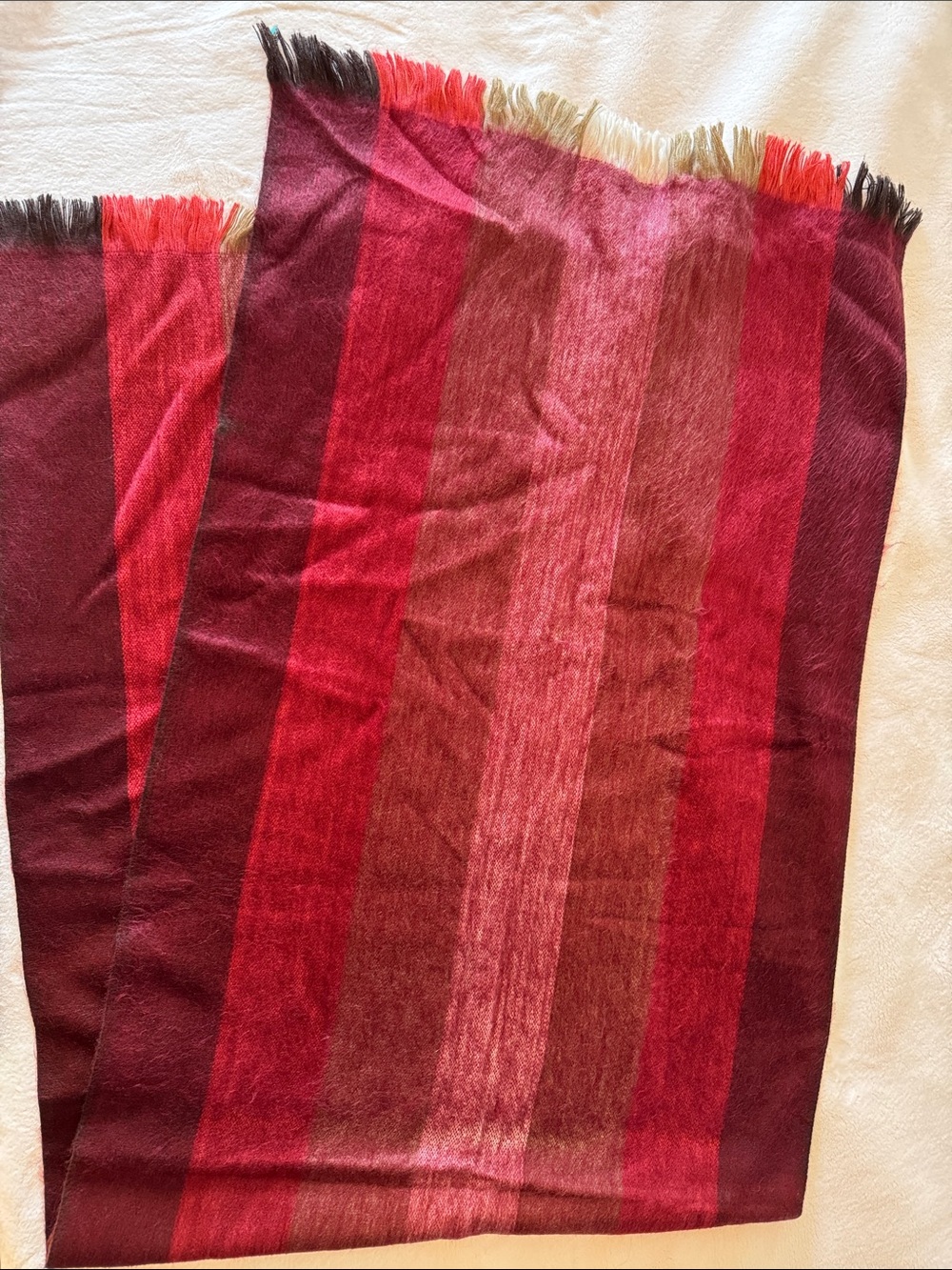 Striped Red and Burgundy Throw - Unbranded